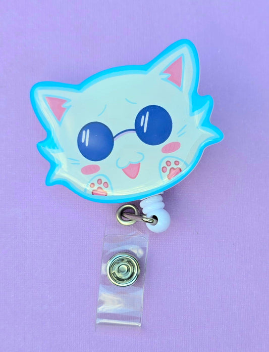 Gojo Cat Badge Reel