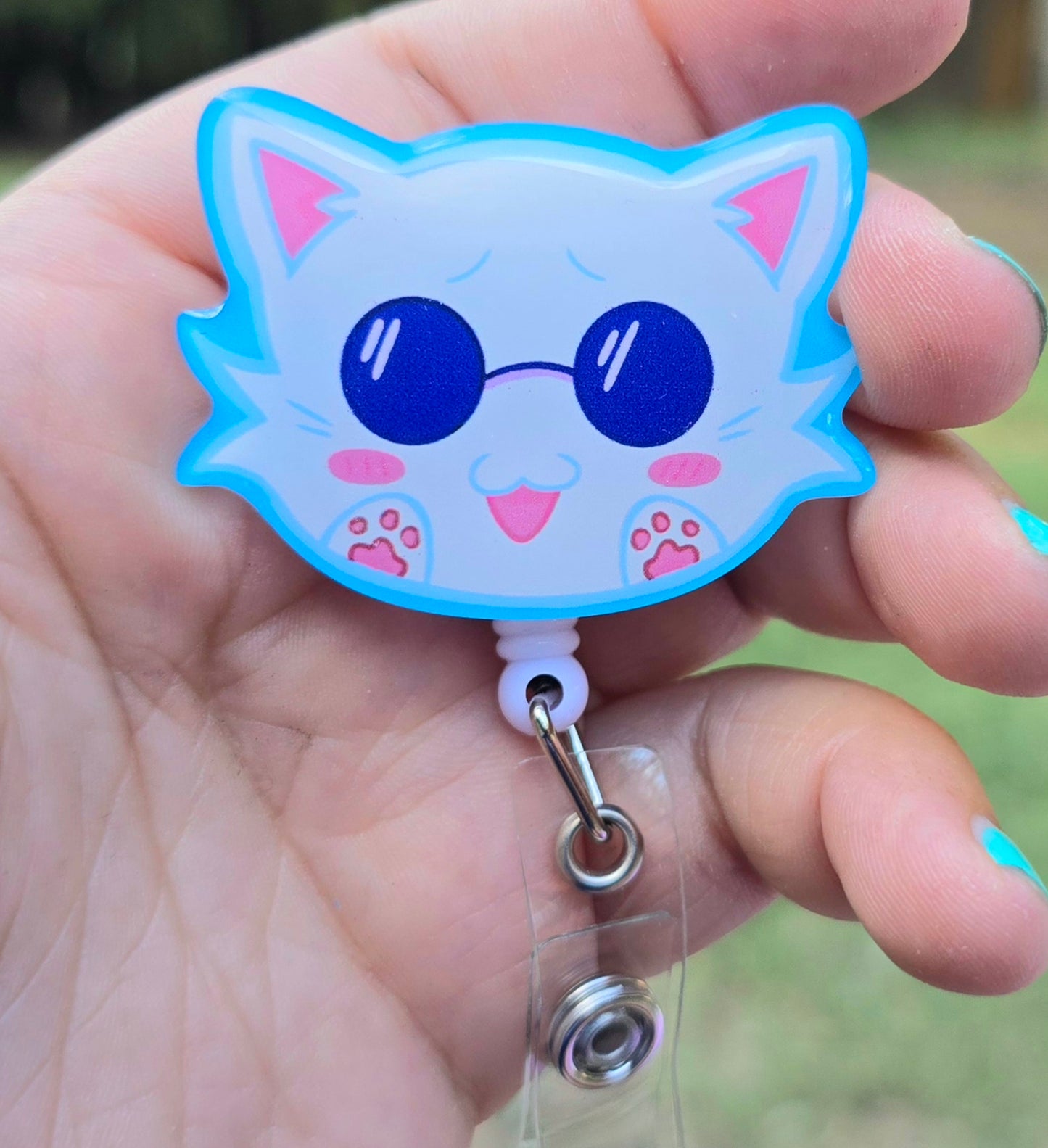 Gojo Cat Badge Reel