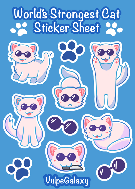 Strongest Cat Sticker Sheet