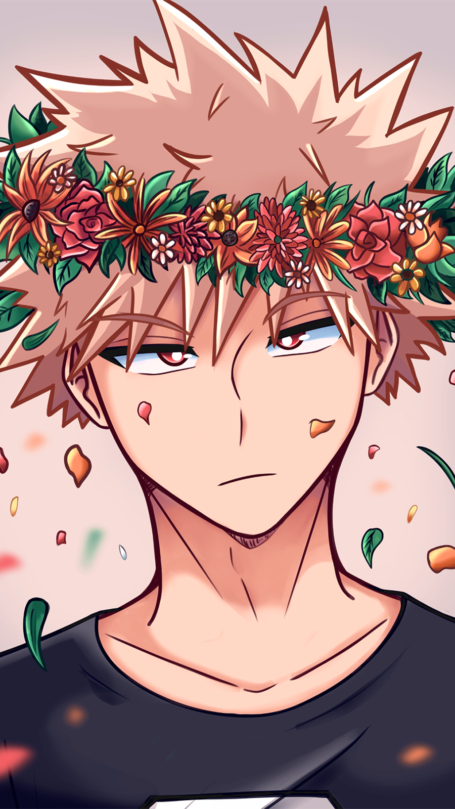 Katsuki Flower Crown Phone Wallpaper